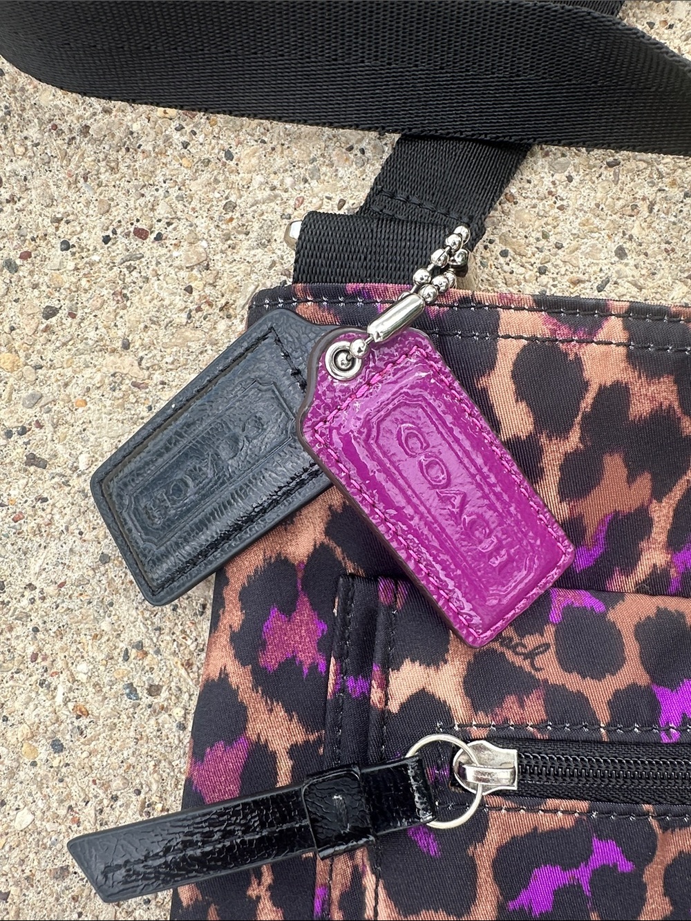 Coach Leopard Print Crossbody Bag in Purple and Brown - Picture 2 of 11